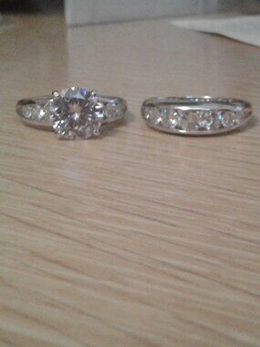 BJC287 NWOT Bella Luce Rhodium Plated Two Piece Bridal Ring Set 8.70ctw. Sz.11